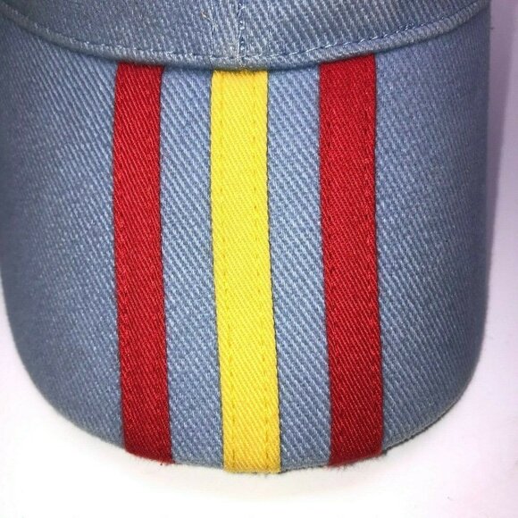 Men's España One Size Fits All Light Blue Red Yellow Stripe Strap Back Cap Hat - Picture 2 of 6